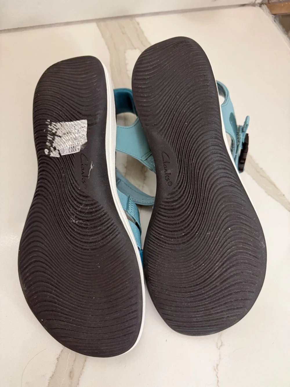 Clarks Teal and Aqua Strappy Sandals - Picture 3 of 5